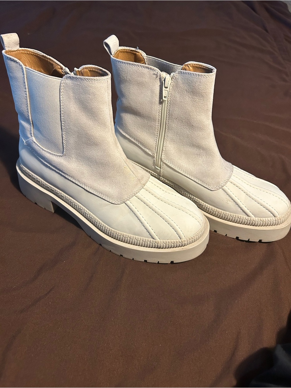 White Women's Quilted Boot with Side Zip